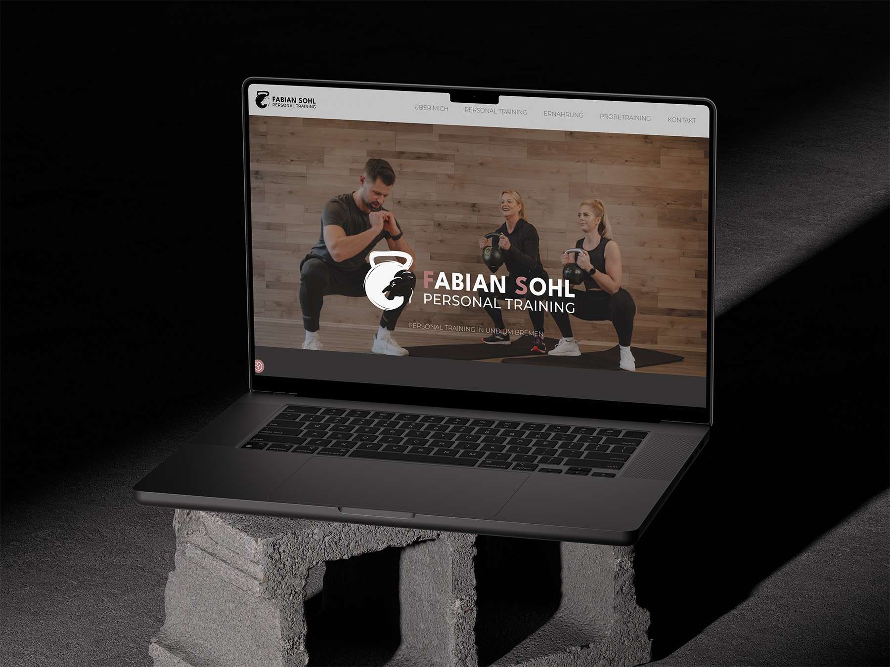 Desktopansicht der Fabian Sohl-Website zeigt strukturiertes Layout und inspirierende Fitnessbilder.