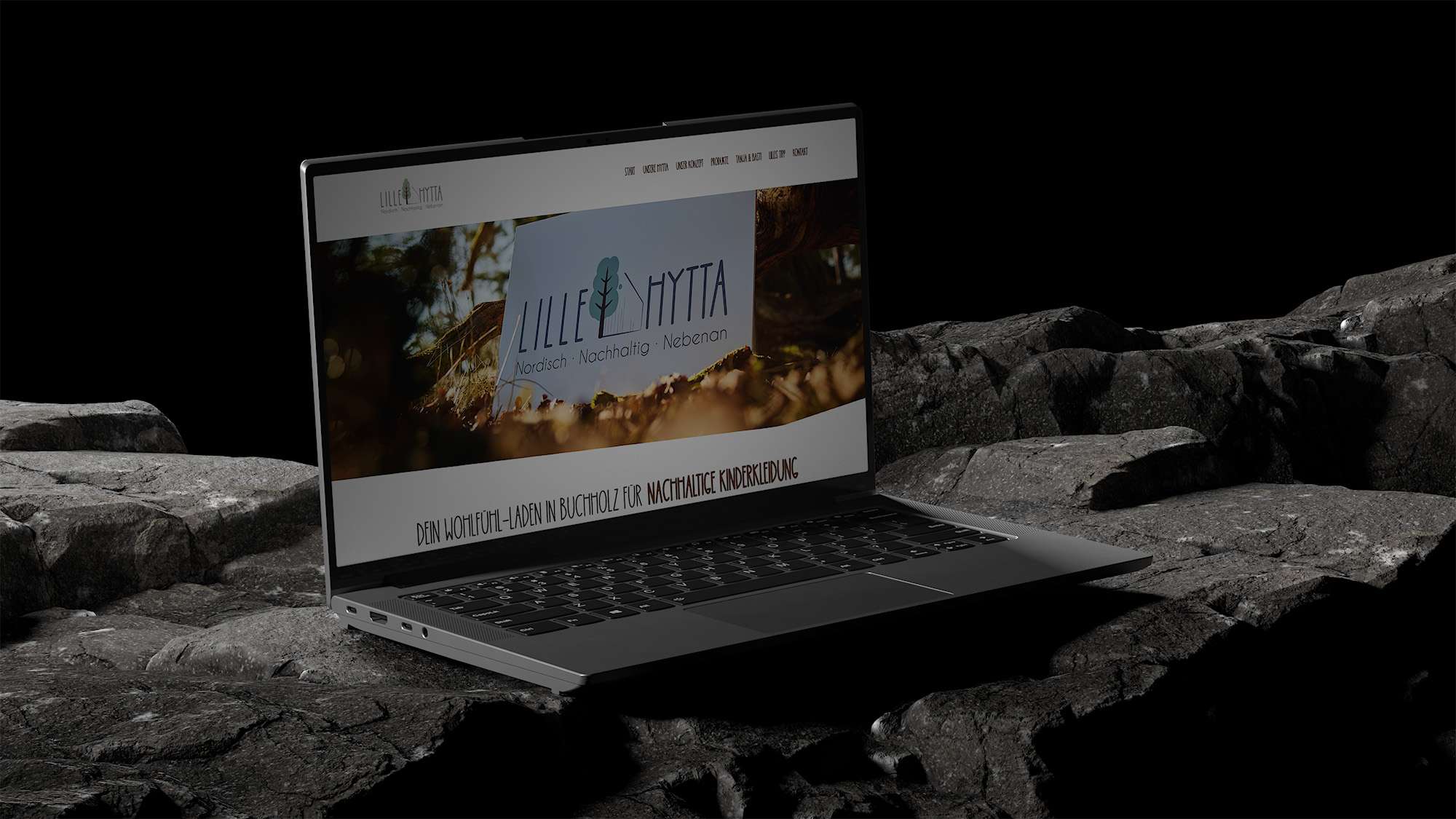 Desktopansicht der Lille Hytta-Website mit benutzerfreundlichem Design und ansprechenden Produktpräsentationen.